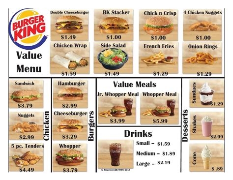 burger king menu